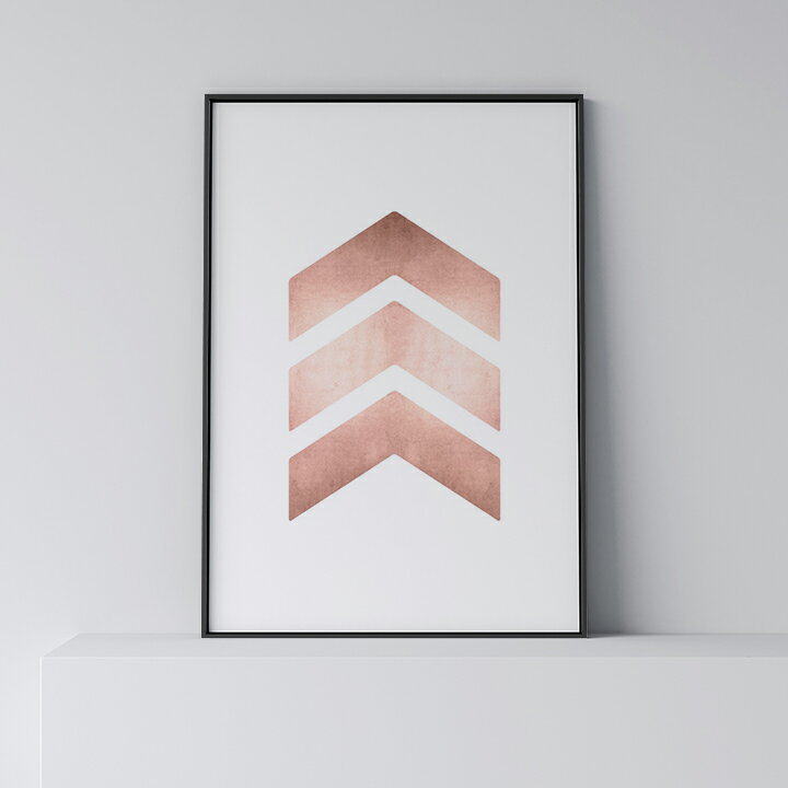 ポスター 北欧 おしゃれ インテリア アート アートパネル 【 Rose gold chevrons 】 模様 ローズゴールド ピンク モダン シンプル フレーム付き A0 A1 B1 A2 B2 A3 B3
