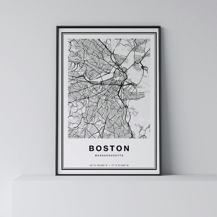ポスター 北欧 おしゃれ インテリア A0 A0 A1 B1 A2 B2 A3 B3 A2 B2 A3 B3 - City Maps Boston - ボストン アート 地図 都市 インテリア モノクロ モノトーン 白黒 モダン シンプル