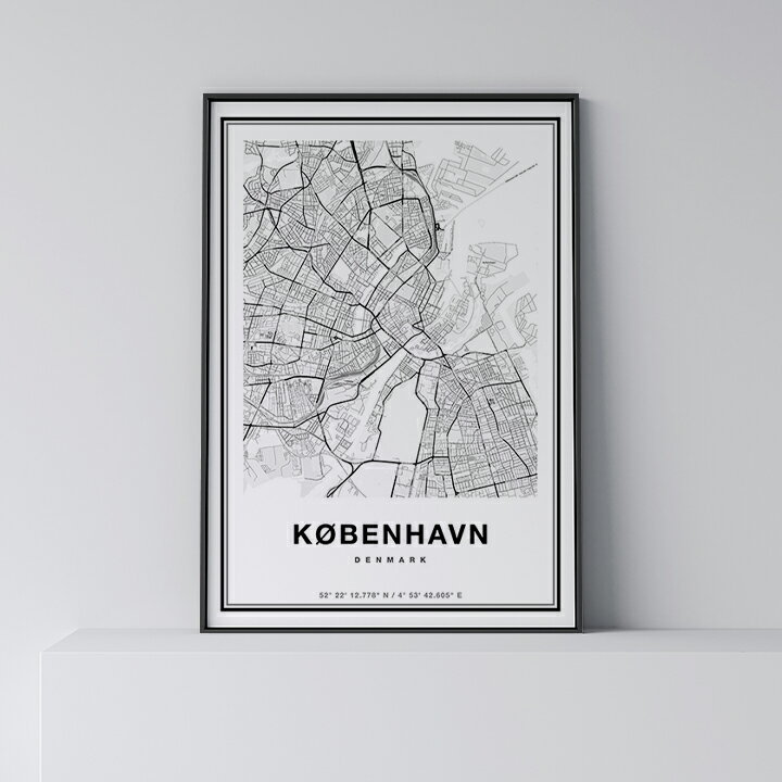 ポスター 北欧 おしゃれ インテリア A0 A0 A1 B1 A2 B2 A3 B3 A2 B2 A3 B3 - Copenhagen - コペンハーゲン アート 地図 都市 インテリア モノクロ モノトーン 白黒 モダン シンプル