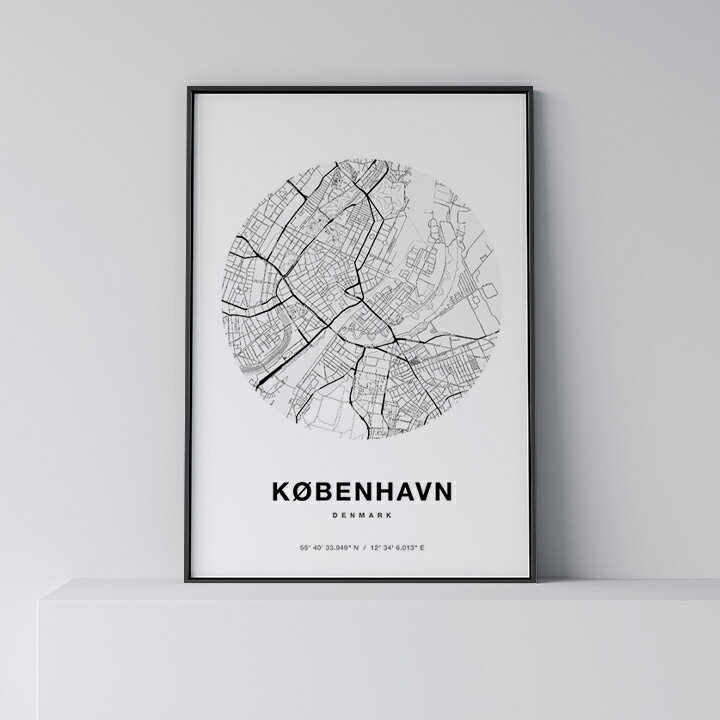 ポスター 北欧 おしゃれ インテリア A0 A0 A1 B1 A2 B2 A3 B3 A2 B2 A3 B3 - Copenhagen-Circle - コペンハーゲン アート 地図 都市 インテリア モノクロ モノトーン 白黒 モダン シンプル