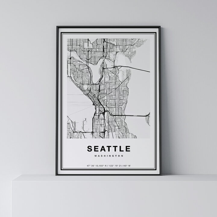 ポスター 北欧 おしゃれ インテリア A0 A0 A1 B1 A2 B2 A3 B3 A2 B2 A3 B3 - Seattle - シアトル アート 地図 都市 インテリア モノクロ モノトーン 白黒 モダン シンプル