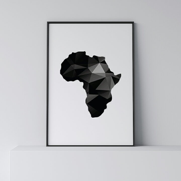 乐天商城 - ポスター 北欧 おしゃれ インテリア アート アートパネル 【 Africa poly 】 アフリカ 地図 モノクロ モダン シンプル フレーム付き A0 A1 B1 A2 B2 A3 B3