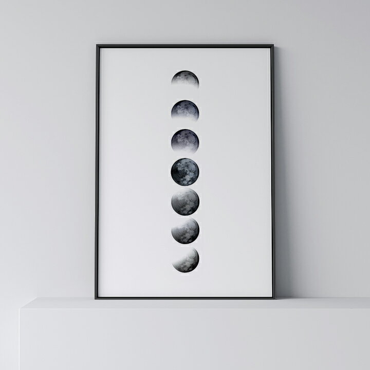 ポスター 北欧 おしゃれ インテリア アート アートパネル 【 Moon Phases White 】 月 満月 ムーン A0 A1 B1 A2 B2 A3 B3 モダン シンプル