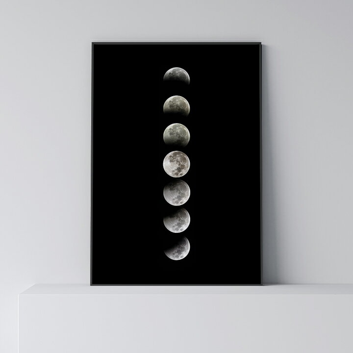 ポスター 北欧 おしゃれ インテリア アート アートパネル 【 Moon Phases Black 】 月 満月 ムーン A0 A1 B1 A2 B2 A3 B3 モダン シンプル