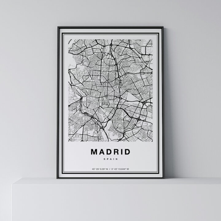 ポスター 北欧 おしゃれ インテリア A0 A0 A1 B1 A2 B2 A3 B3 A2 B2 A3 B3 - Madrid - アート 地図 都市 インテリア モノクロ モノトーン 白黒 モダン シンプル