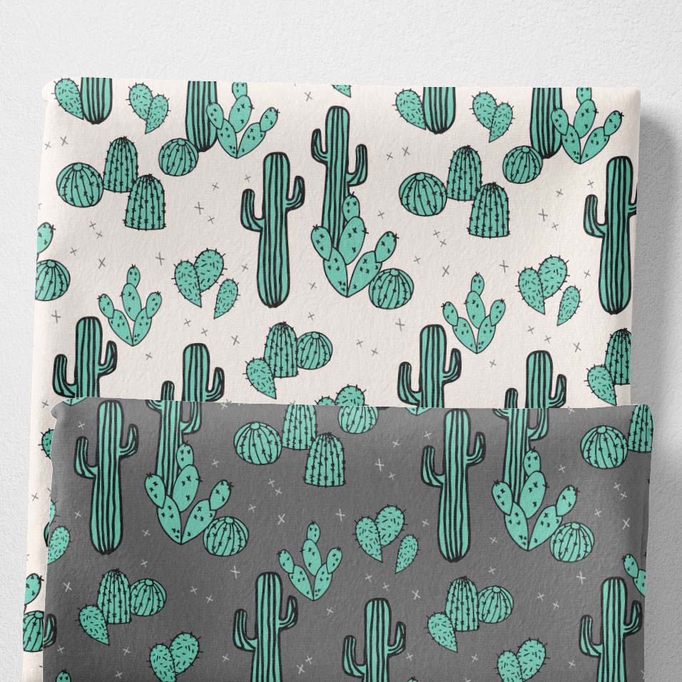 乐天商城 - ［合計1m以上で送料無料］【Cactus】 生地 北欧風 布 シーチング 北欧 お洒落 植物 サボテン 抽象的 モノトーン 大柄