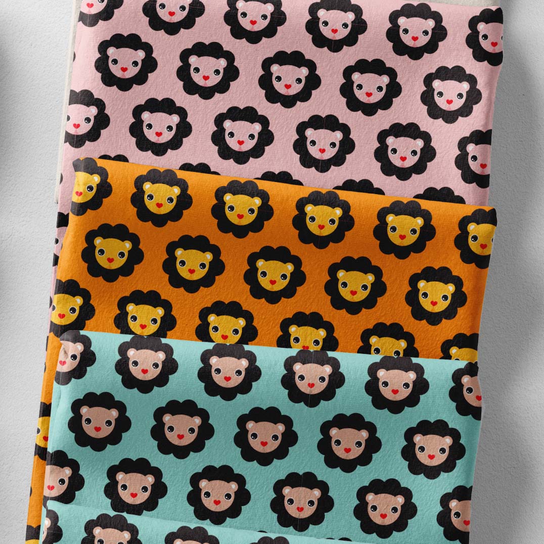 乐天商城 - ［合計1m以上で送料無料］[Lion] 生地 北欧風 布 シーチング 北欧 お洒落 動物 ライオン 大判