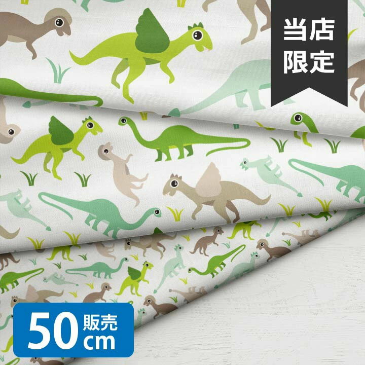 ［合計1m以上で送料無料］Tossed Dino/LSS 生地 小学生 恐竜 北欧風 シーチング生地 お洒落 布 男の子 女の子 かわいい GOOD クリスマス 北欧