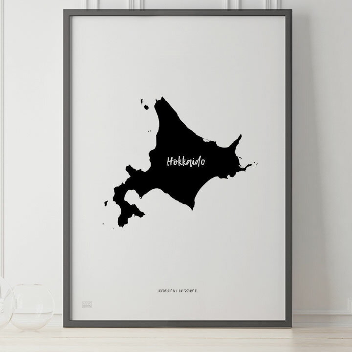 乐天商城 - JAPAN MAP POSTER 北海道 地図 都道府県 ポスター 北欧 おしゃれ インテリア アートパネル モノクロ モノトーン 白黒 モダン シンプル フレーム付き A0 A1 B1 A2 B2 A3 B3