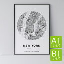 ポスター 北欧 おしゃれ インテリア A1 B1 - City Maps New York Circle - ニューヨーク サークル アート 地図 都市 インテリア モノクロ モノトーン 白黒 モダン シンプル