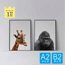 ポスター 北欧 おしゃれ インテリア A2 B2 アート アートパネル 【 Giraffe 】【 Gorilla 】 キリン 動物 ゴリラ モダン シンプル