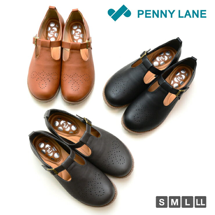 【送料無料】PENNY LANE ペニーレイン Tベルトシューズ スリッポン レディース スニーカー ぺたんこ フ..