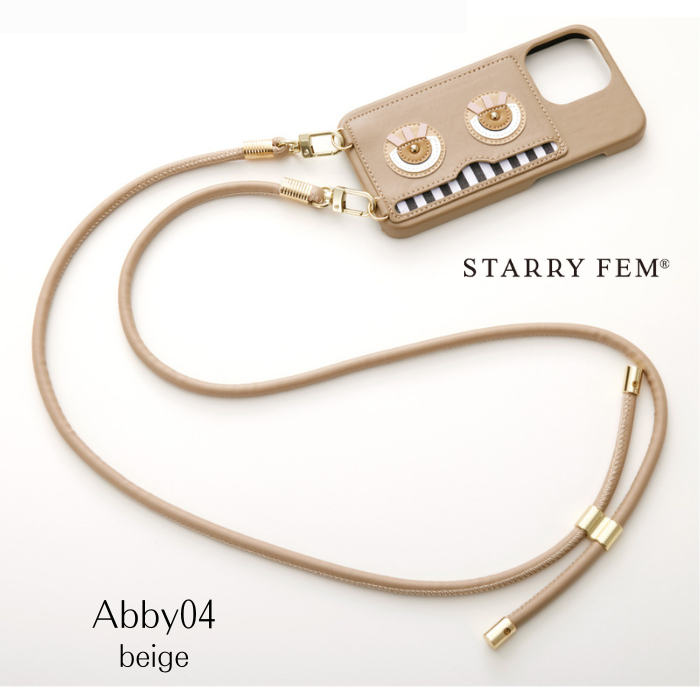 STARRY FEM 【 Abby04 】Beige ベージュ スターリーフェム スマートフォンケース スマホケース レザー 革 ハード カードスロット ロングストラップ ショルダー ななめ掛け フェミニン かわいい おしゃれ アイフォン あいふぉん かっこいい 新生活 プレゼント