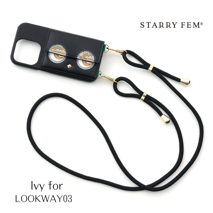 STARRY FEM 【 Ivy for LOOKWAY03 】アイビー スターリーフェム スマートフォンケース スマホケース 手鏡 ミラー レザー 革 ハード ロングストラップ ショルダー ななめ掛け フェミニン かわいい おしゃれ アイフォン あいふぉん 新生活 プレゼント