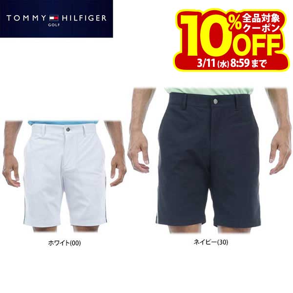 トミー ヒルフィガー ゴルフ メンズ ロゴプリント サイドライン ドットメッシュ ストレッチ ショートパンツ THMA427 ゴルフウェア [春夏モデル 52％OFF] 特価