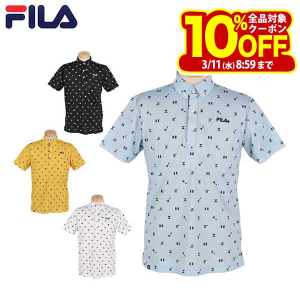 フィラ メンズ フラッグ柄 ロゴ刺繍 半袖 ポロシャツ 744-672Y ゴルフウェア [春夏モデル 50％OFF] 特価