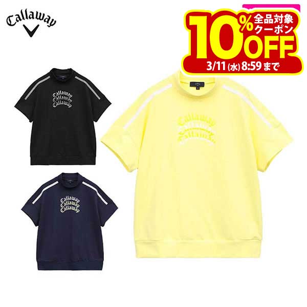 キャロウェイ レディース ロゴプリント 配色ライン 半袖 モックネックシャツ C25134213 ゴルフウェア [2025年春夏モデル 50％OFF] 特価