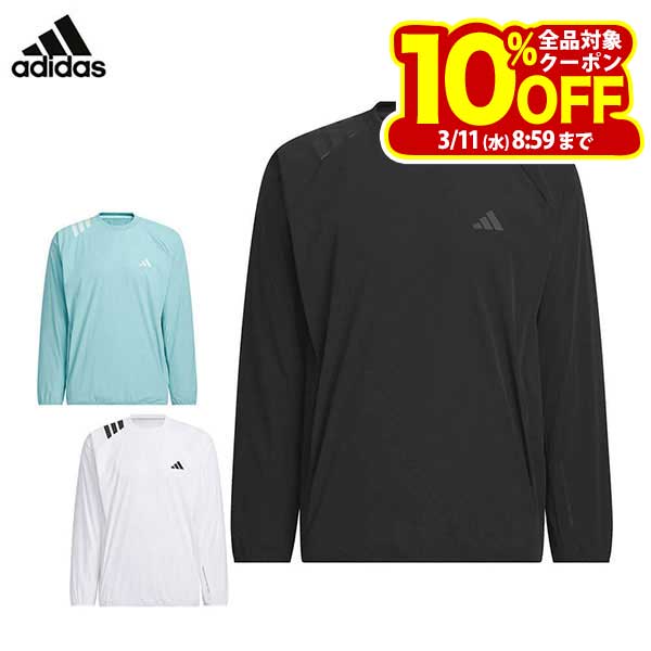 アディダス メンズ 撥水 スリーストライプス 長袖 プルオーバーウィンド JVU99 ゴルフウェア [2025年秋冬モデル 30％OFF] 特価