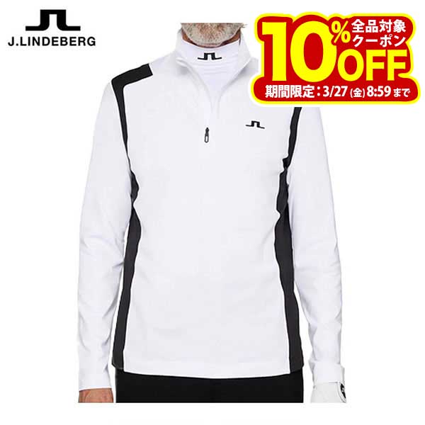 Jリンドバーグ メンズ ショルダーブリッジ ハーフジップ 長袖 ミッドレイヤー 071-34910 004 ホワイト ゴルフウェア [2025年秋冬モデル 30％OFF] 特価