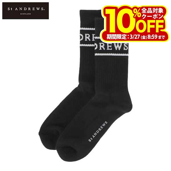 セントアンドリュース メンズ ライン ミドルソックス 042-5286051 010 ブラック ゴルフウェア [2025年モデル]