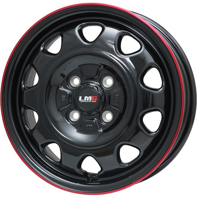 楽天アークタイヤ 楽天市場店【取付対象】155/80R14 スタッドレスタイヤ ホイール4本セット プロボックス/サクシード（160系） YOKOHAMA アイスガード iG91 88/86N LEHRMEISTER LMG OFF-STYLE（グロスブラック/レッドリム） 14インチ【送料無料】