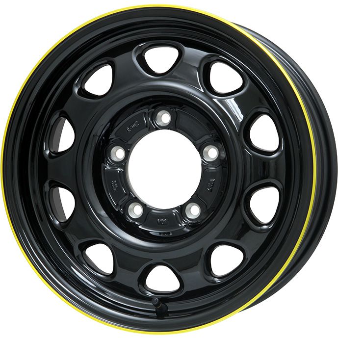 【取付対象】185/85R16 夏タイヤ ホイール4本セット ジムニー FALKEN ワイルドピーク M/T01 LEHRMEISTER LMG OFF-STYLE(グロスブラック/イエローリム) 16インチ【送料無料】