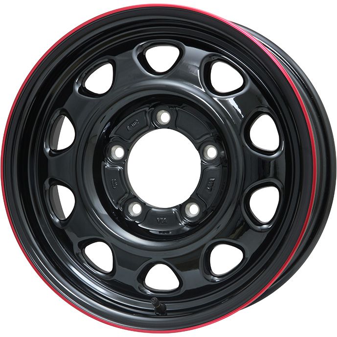 【取付対象】195/80R15 夏タイヤ ホイール4本セット ジムニーシエラ YOKOHAMA ジオランダー M/T G003 LEHRMEISTER LMG OFF-STYLE(グロスブラック/レッドリム) 15インチ【送料無料】