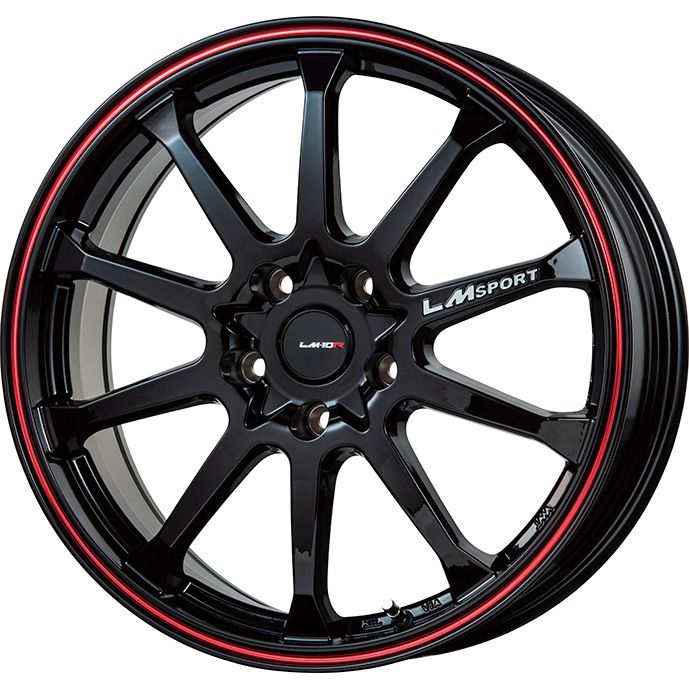 【取付対象】225/40R18 スタッドレスタイヤ ホイール4本セット DUNLOP ウインターマックス 03 WM03 (5/100車用) LEHRMEISTER LMスポーツLM-10R(ブラック/レッドライン) 18インチ【送料無料】