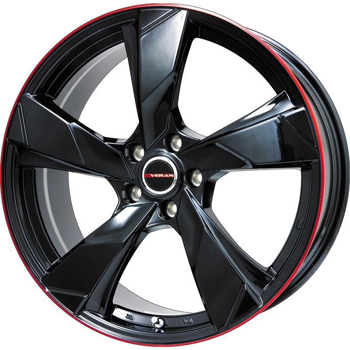 【取付対象】225/70R16 スタッドレスタイヤ ホイール4本セット DUNLOP ウインターマックス SJ8+ (5/114車用) PREMIX ヴェランV(グロスブラック/レッドリム) 16インチ【送料無料】