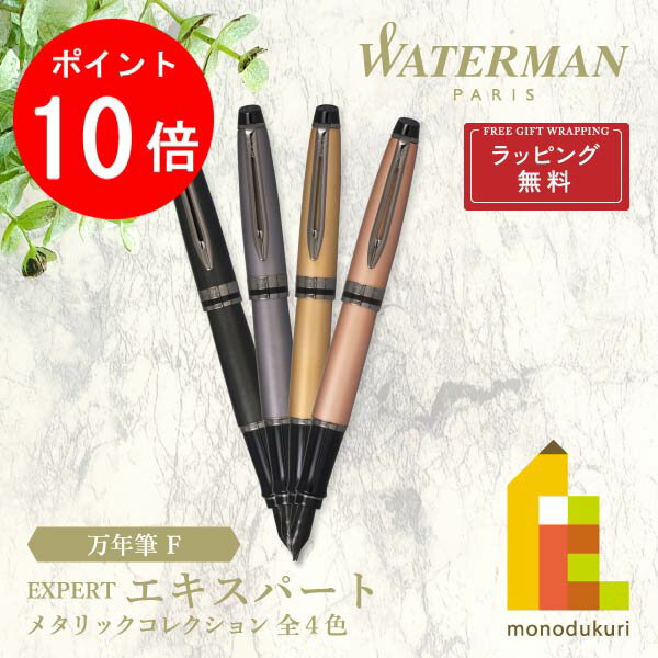 ウォーターマン 万年筆 【楽天スーパーSALE限定！エントリーで全品ポイント10倍】【ラッピング無料】WATERMAN(ウォーターマン) エキスパート 万年筆 F 【メタリックブラックRT/シルバーRT/ゴールドRT/ローズゴールドRT】