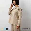 ART WORK BLUE /クウォータータートルネックT アシンメトリー衿付きプルオーバー カットソー 綿 日本製 サックス ブラック ベージュ