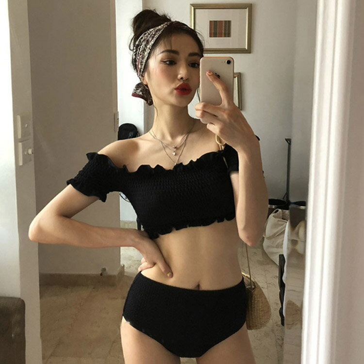 オフショルダー 水着 オフショルダー ビキニ セクシー 水着 2点セット セパレート 水着 二の腕 カバー ワイヤー入り パッド付き レディース ビキニ 水着 セット 体型カバー 水着 ビーチウェア リゾート 海外旅行 新婚旅行 ママ水着 送料無料
