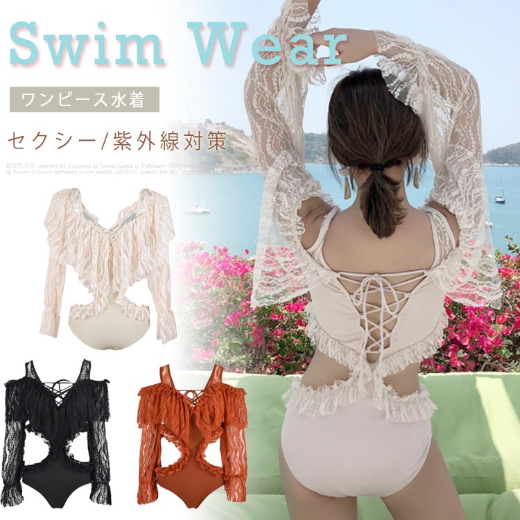 Dresses - セクシー 水着 ワンピース水着 水着 レディース水着 水着ワンピース 体型カバー 水着 ノンワイヤー オールインワン ワンピース 水着 ビキニ フリル 海外旅行 新婚旅行 温泉 ビーチウェア リゾート ママ水着 体型カバー 送料無料