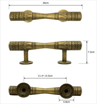 アジアン雑貨 ドア ハンドル / 壁掛け 真鍮 ブラス アンティーク調 MTMET-175 送料無料 アジアン雑貨 レトロ調 おしゃれ 壁面 取手 フック 引き出し つまみ ドア 扉 ノブ インテリア ハンドル フック DIY 金具 金物 壁面 シンプル レトロ