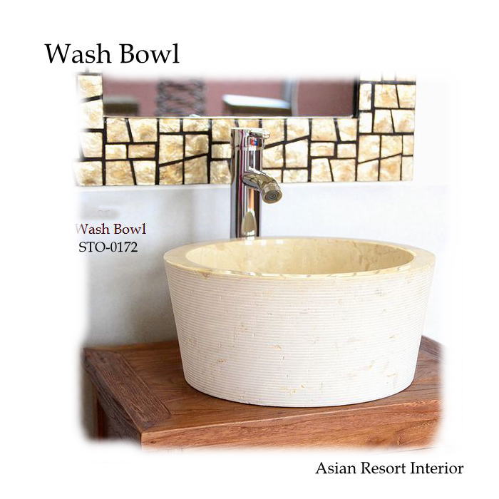 アジアンリゾート 天然大理石 洗面ボウル 手洗い鉢 φ40×16cm STO-0172 送料無料 バリ雑貨 アジアン雑貨 アジアン 家具 おしゃれ リフォーム ...