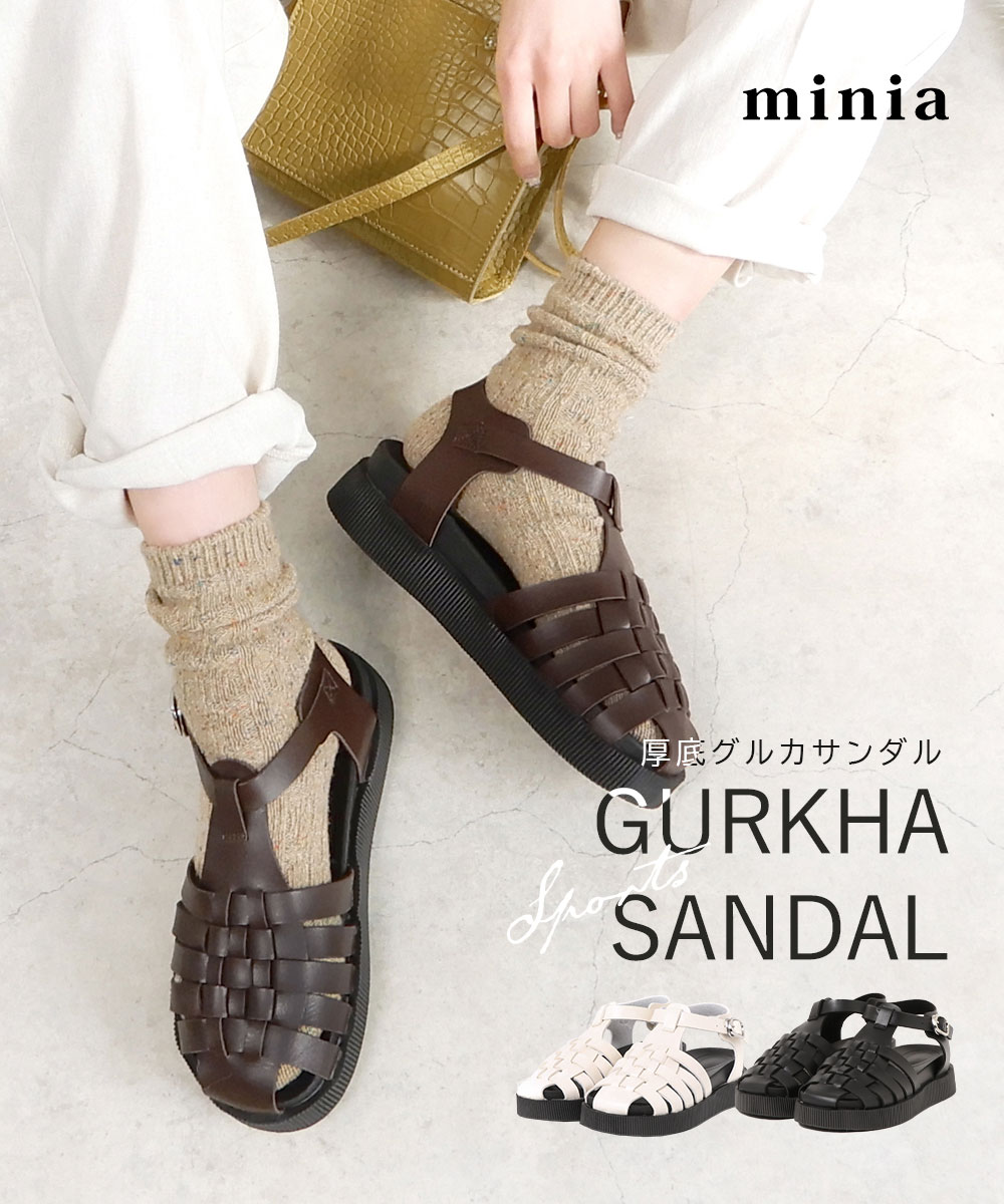 【楽天スーパーSALE!!47％オフ!!4時間限定20％オフクーポン対象】グルカスポサン 4cm厚底 minia ◇ サンダル スポーツサンダル コンフォートサンダル フットベットサンダル 厚底サンダル プラットフォームサンダル フラットサンダル レディース シューズ 靴のサムネイル