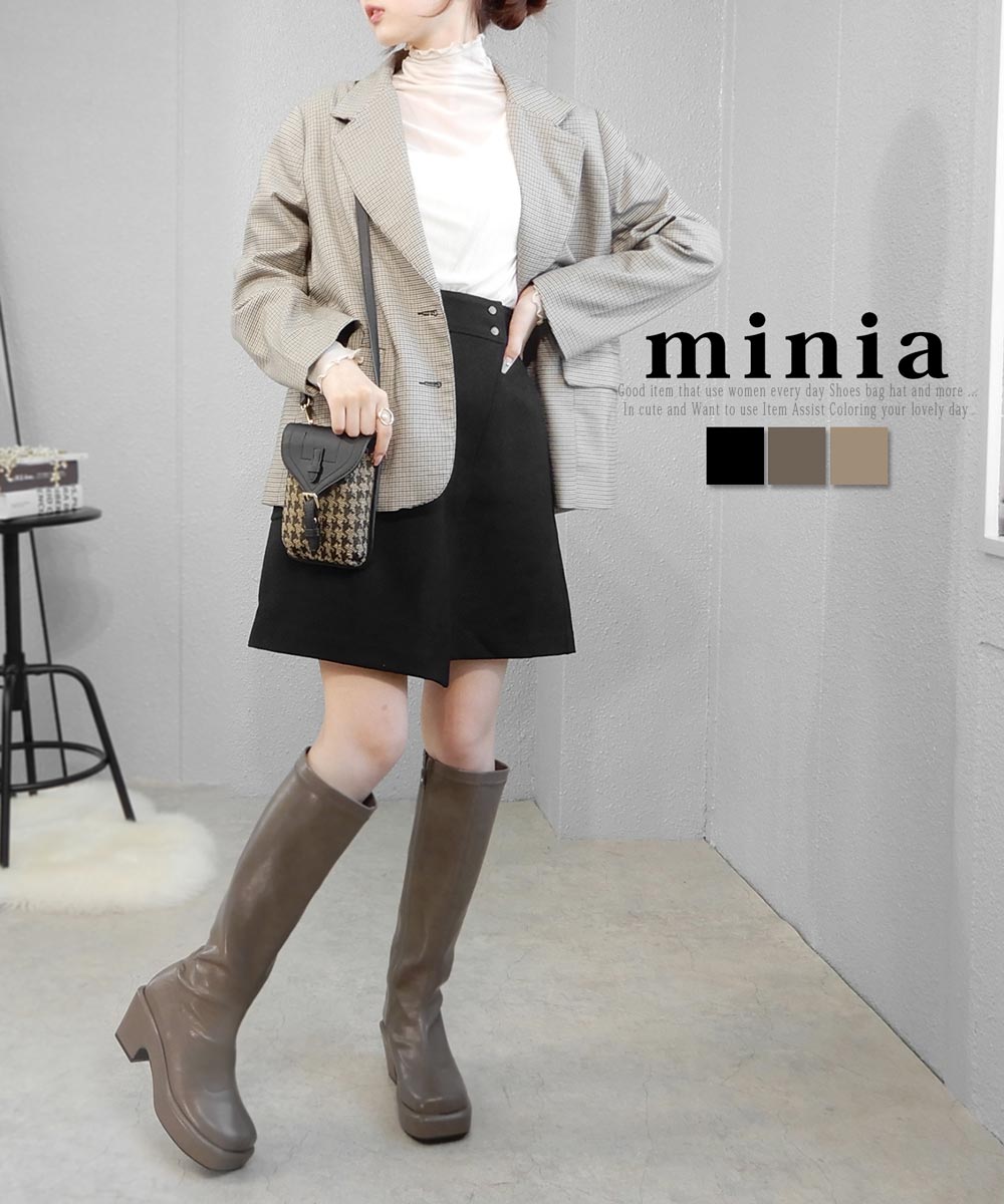 サルトル 【お買い物マラソンSALE!!】バルキーヒールロング　約8cm厚底ヒール minia ◇ ブーツ ロングブーツ ジョッキーブーツ サルトルブーツ スクエアトゥ 厚底 脚長 美脚 身長盛れるブーツ レディース シューズ 靴