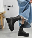 【SALE!!】厚底ウェッジフィットミドルブーツ 6cm厚底ヒール minia ◇ ブーツ ショートブーツ ミドルブーツ ストレッチブーツ プラットフォーム 厚底 フラット レディース シューズ 靴