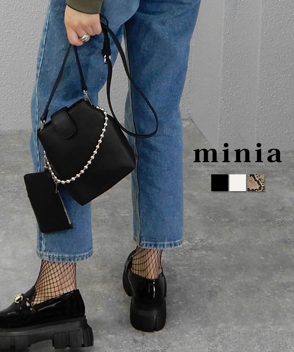 【SALE!!】ボールチェーンミニバッグ ハンドバッグ2WAY minia ◆ ハンドバッグ トートバッグ ショルダーバッグ ミニショルダー ポシェット バッグ BAG 春 夏 秋 冬 オールシーズン 通年 レディース かばん 鞄のサムネイル