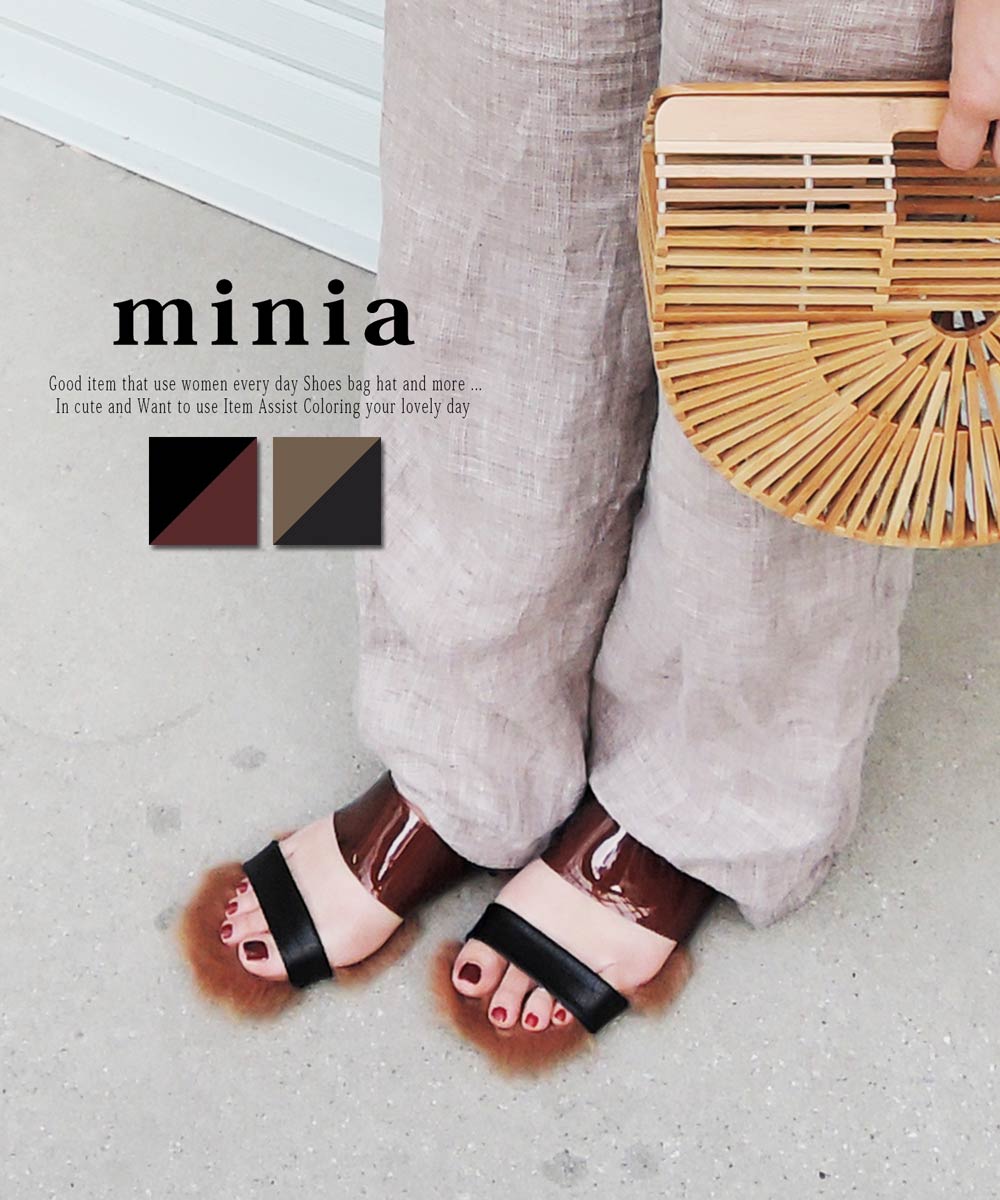 【SummerSALE!!全品送料無料】クリアファーサンダル minia alala ◆ 送料無料 フットベット フェイクファー ペタンコ ローヒール レディース シューズ 靴