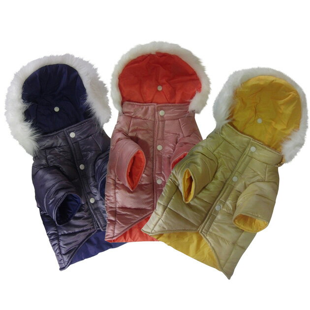 送料無料 ドット柄　ダウンコート （中綿）/ピンク 犬服 【 フレンチブルドッグ パグ 犬 洋服 犬 服 】のサムネイル