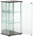 送料無料 大型 シンプル コレクションケース ガラス 可動棚 背面化粧 収納 ブラウン