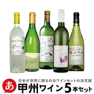 日本ワイン セット【甲州ワイン 5本セット】送料無料 甲州ワイン 白ワイン 国産 山梨ワイン イケダ アルプス シャルマン 麻屋 盛田甲州 葡萄 家飲み 宅飲み 贈り物 ワイン<第19弾> Japanese wine