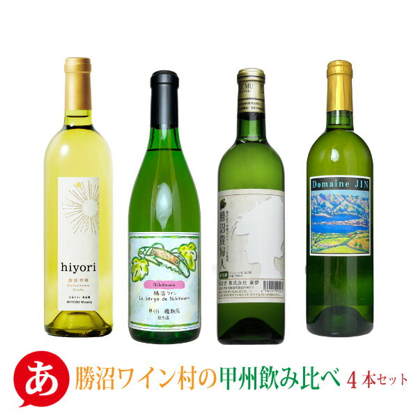 日本ワイン セット【勝沼ワイン村の甲州飲み比べ4本セット】送料無料 甲州ワイン 白ワイン 国産 山梨 日和 Nikkawa 東夢 ドメーヌ・ジン Japanese wine