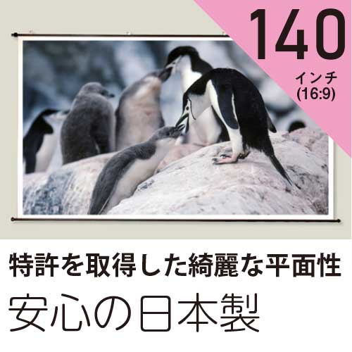 プロジェクタースクリーン140インチ(16:9)タペストリー型ホワイトマットスクリーン日本製