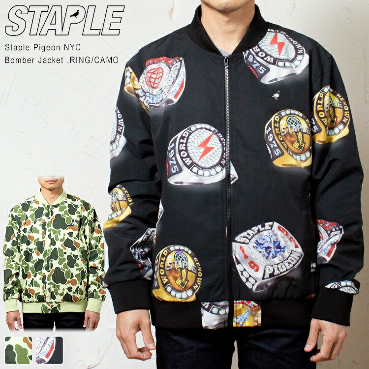 ステイプル ピジョン ニューヨーク 刺繍ロゴ 総柄 ミリタリージャケット MA-1 / STAPLE PIGEON NYC CLASSIC PIGEON BOMBER JKT