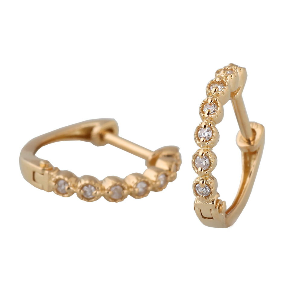楽天ベビーズシューK18 中折れピアス フープピアス ダイヤモンドピアス 0.10ct 12mm 18K 18金 ゴールド【送料無料】【品質保証書】【代引手数料無料】ゴールドピアス 愛いピアス かわいい イエローゴールド ジュエリー アクセサリー プレゼント 誕生日 ダイヤピアス
