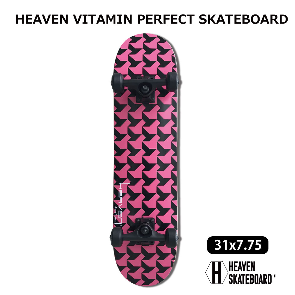 スケボー コンプリート31x7.75inchHEAVEN SKATEBOARD スケボー完成品カナディアンメイプル100％ ハイクオリティJASA加盟 初心者から上級者まで対応大人気復刻版　GEOMETORY_D訳あり 特別価格入荷時にわずかなキズのため