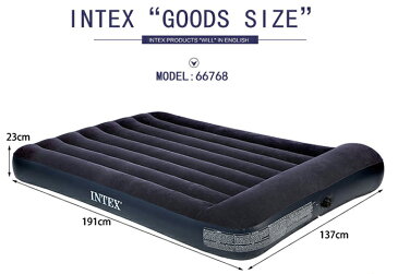 【土日もあす楽】エアーベッド INTEX インテックス ピローレスト クラシック ダブル Full Pillow Rest Classic Airbed 66768 持ち運び 幅137×長さ191×高さ23cm アウトドア 車中泊 ゲスト用 キャンプ