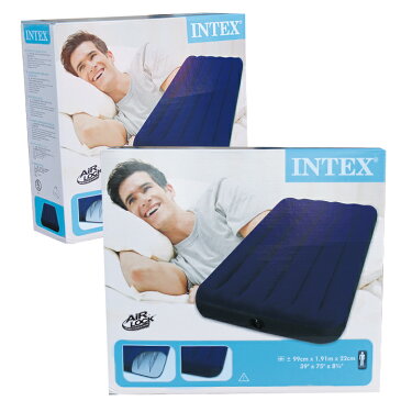 【土日もあす楽】エアーベッド INTEX インテックス クラシック ダウニー シングル Classic Downy Airbed 68757 幅99×長さ191×高さ22cm アウトドア 車中泊 ゲスト用 キャンプ